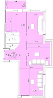 3-кімнатна 71.55 м² в ЖК Акварель-2 від 22 000 грн/м², Одеса