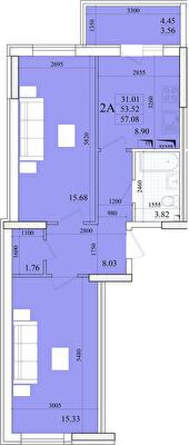 2-кімнатна 57.08 м² в ЖК Акварель-2 від 20 450 грн/м², Одеса