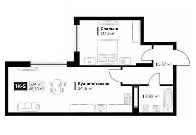 1-кімнатна 46.78 м² в ЖК Life Story від 36 021 грн/м², Київ