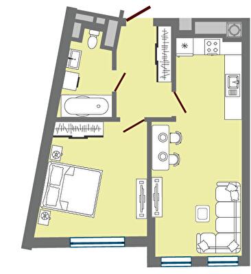 1-комнатная 47.68 м² в ЖК Greenville Park Lviv от 32 200 грн/м², Львов