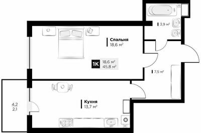 1-комнатная 45.8 м² в ЖК OBRIY3 от 24 600 грн/м², Львов