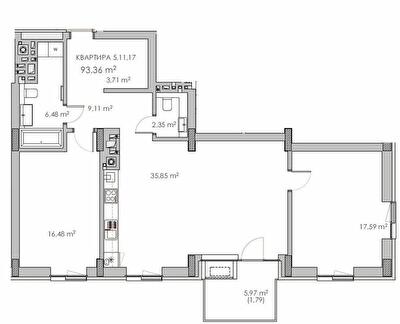 2-комнатная 93.36 м² в ЖК Княжий холл от 44 550 грн/м², Львов