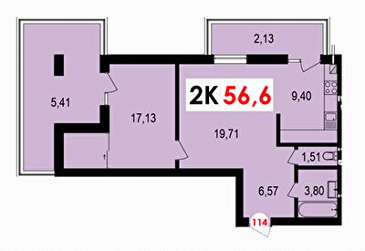 2-комнатная 56.6 м² в ЖК Долишний от 13 400 грн/м², Ивано-Франковск