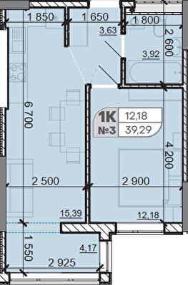 1-кімнатна 39.29 м² в ЖК Акварель-8 від 18 450 грн/м², с. Лиманка