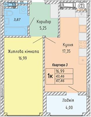 1-кімнатна 47.46 м² в ЖК Стрийська 45. Перша лінія від 23 600 грн/м², Львів