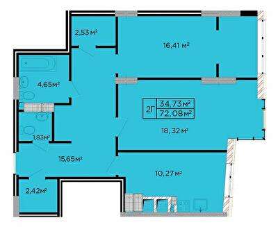 2-комнатная 72.08 м² в ЖК Счастливый от 20 000 грн/м², Львов
