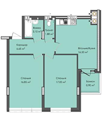 2-кімнатна 62.85 м² в ЖК Комфорт Плюс від 15 200 грн/м², м. Дубляни