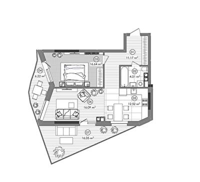 2-кімнатна 66.42 м² в ЖК Creator City від 54 810 грн/м², Київ