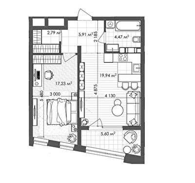 1-комнатная 55.94 м² в ЖК Krauss Gallery от 142 500 грн/м², Киев