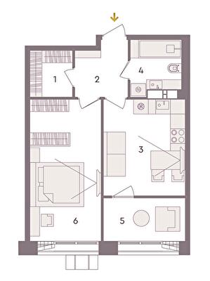 1-кімнатна 48.55 м² в ЖК Senat від 42 880 грн/м², Київ