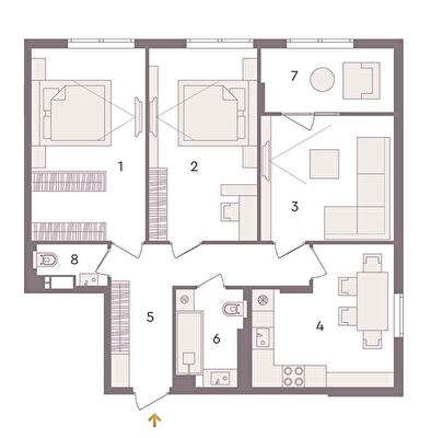3-кімнатна 82.38 м² в ЖК Senat від 34 840 грн/м², Київ