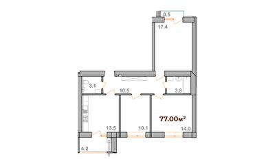 3-кімнатна 77 м² в ЖК Опришівська Слобода від 10 500 грн/м², Івано-Франківськ