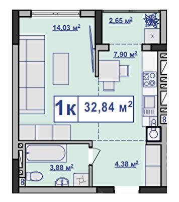 1-кімнатна 32.84 м² в ЖК Парковий маєток від 11 500 грн/м², Івано-Франківськ