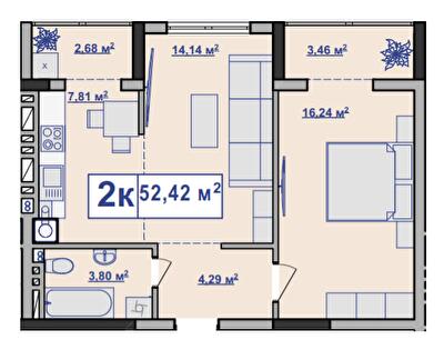 2-кімнатна 52.42 м² в ЖК Парковий маєток від 11 500 грн/м², Івано-Франківськ