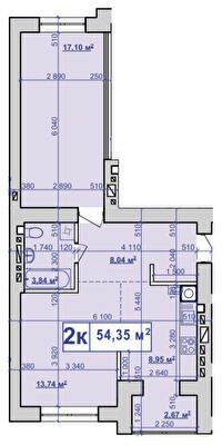 2-кімнатна 54.35 м² в ЖК Парковий маєток від 11 500 грн/м², Івано-Франківськ