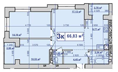 3-кімнатна 66.83 м² в ЖК Парковий маєток від 11 500 грн/м², Івано-Франківськ