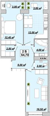 2-комнатная 64.7 м² в ЖР Княгинин от 13 500 грн/м², Ивано-Франковск