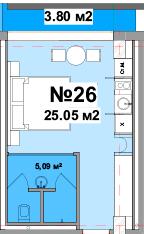 1-кімнатна 25.05 м² в Апарт-комплекс Resort Medical Park від 90 750 грн/м², с. Поляниця