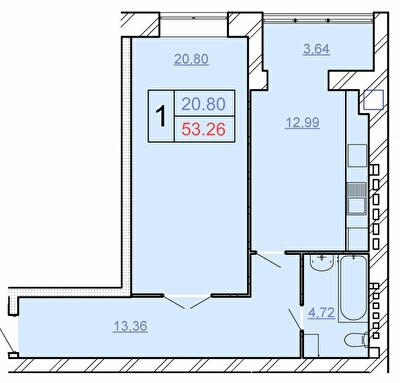 1-комнатная 53.26 м² в ЖСК Счастливый от 16 200 грн/м², Хмельницкий