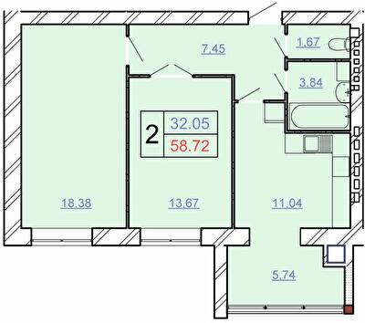 2-комнатная 58.72 м² в ЖСК Счастливый от 16 200 грн/м², Хмельницкий