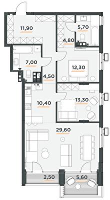 2-кімнатна 103.6 м² в ЖК 31 від 43 000 грн/м², Київ