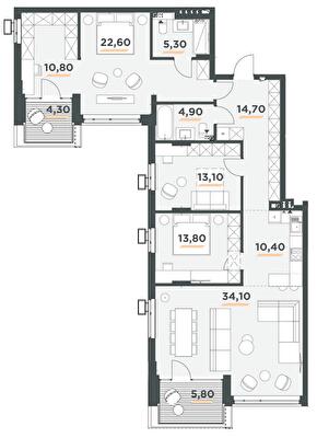 3-кімнатна 134.7 м² в ЖК 31 від 42 000 грн/м², Київ