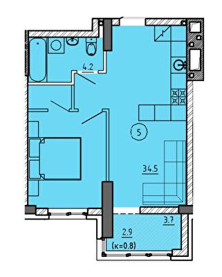 1-кімнатна 41.6 м² в ЖК Городок від 23 550 грн/м², Дніпро