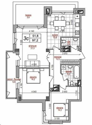 3-комнатная 97.2 м² в ЖК West House от 42 550 грн/м², Киев