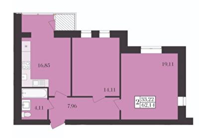 2-комнатная 62.14 м² в ЖК Элегант от 17 000 грн/м², Хмельницкий
