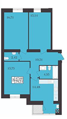 3-комнатная 79.54 м² в ЖК Элегант от 17 000 грн/м², Хмельницкий