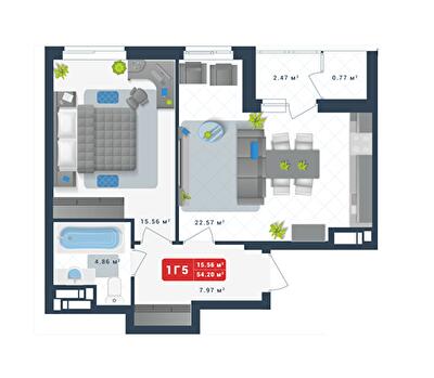 1-кімнатна 54.2 м² в ЖК Причал 8 від 36 096 грн/м², Київ