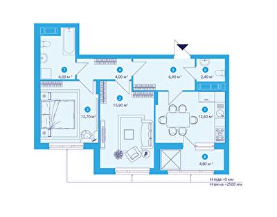 2-кімнатна 65.3 м² в ЖК SKY AVENUE від 39 060 грн/м², Київ