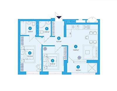 2-кімнатна 58.6 м² в ЖК SKY AVENUE від 52 121 грн/м², Київ