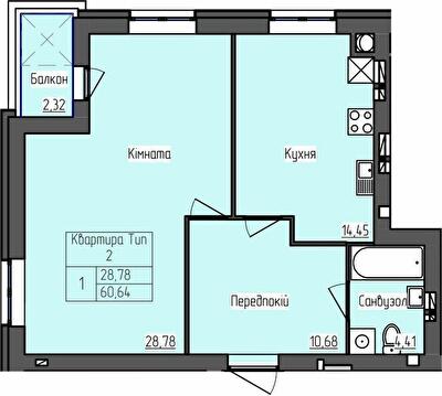 1-кімнатна 60.64 м² в ЖК SkyCity від забудовника, м. Бориспіль