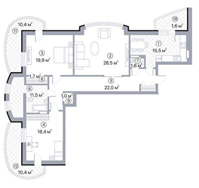3-комнатная 142.5 м² в ЖК Киевский Шлях от 15 600 грн/м², г. Борисполь