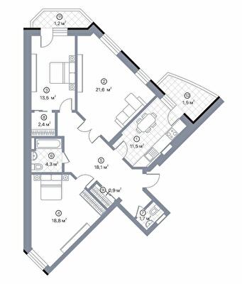 3-комнатная 95.5 м² в ЖК Киевский Шлях от 15 600 грн/м², г. Борисполь