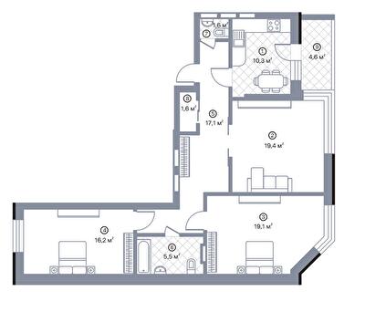3-комнатная 95.4 м² в ЖК Киевский Шлях от 17 300 грн/м², г. Борисполь