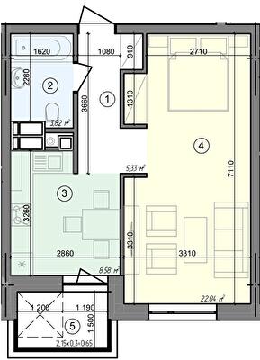 1-кімнатна 40.42 м² в ЖК Голосіївська Долина від 28 000 грн/м², Київ