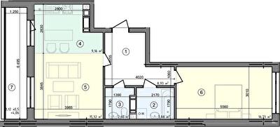 2-комнатная 60.68 м² в ЖК Голосеевская Долина от 28 500 грн/м², Киев