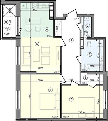 3-комнатная 74.94 м² в ЖК Голосеевская Долина от 28 000 грн/м², Киев