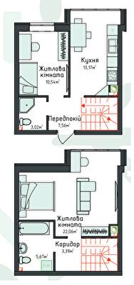 Двухуровневая 70.52 м² в Клубная резиденция O`Club от 28 797 грн/м², с. Крюковщина
