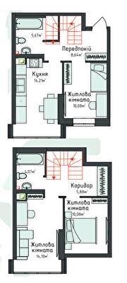 Двухуровневая 72.12 м² в Клубная резиденция O`Club от 29 085 грн/м², с. Крюковщина