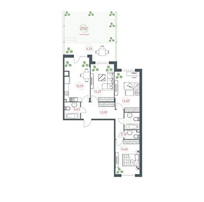 3-комнатная 95.5 м² в ЖК Озерный гай (Гатное) от 36 150 грн/м², с. Гатное