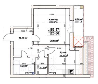 1-кімнатна 53.57 м² в ЖК Гранд Парк від 21 000 грн/м², м. Бровари