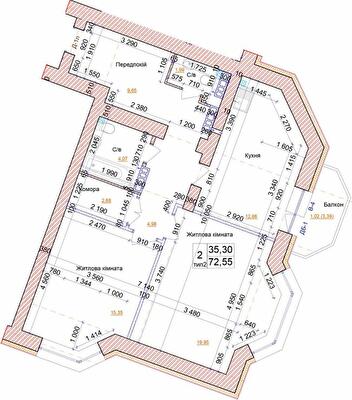 2-комнатная 72.55 м² в ЖК на ул. Симона Петлюры, 21б от 20 300 грн/м², г. Бровары