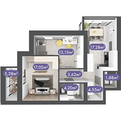 2-кімнатна 66.98 м² в ЖК Desna Park Residence від 18 550 грн/м², с. Зазим`я