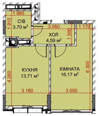 1-кімнатна 38.17 м² в ЖК Riverside від 34 500 грн/м², с. Погреби