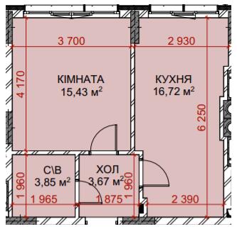 1-кімнатна 39.67 м² в ЖК Riverside від 26 150 грн/м², с. Погреби