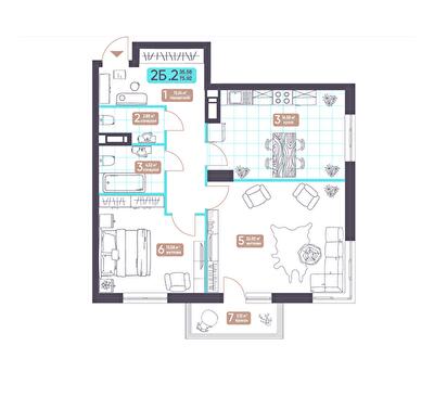2-кімнатна 75.92 м² в ЖК Теремки від 28 600 грн/м², Київ