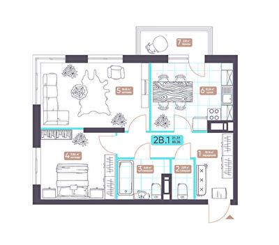 2-кімнатна 60.36 м² в ЖК Теремки від 32 522 грн/м², Київ